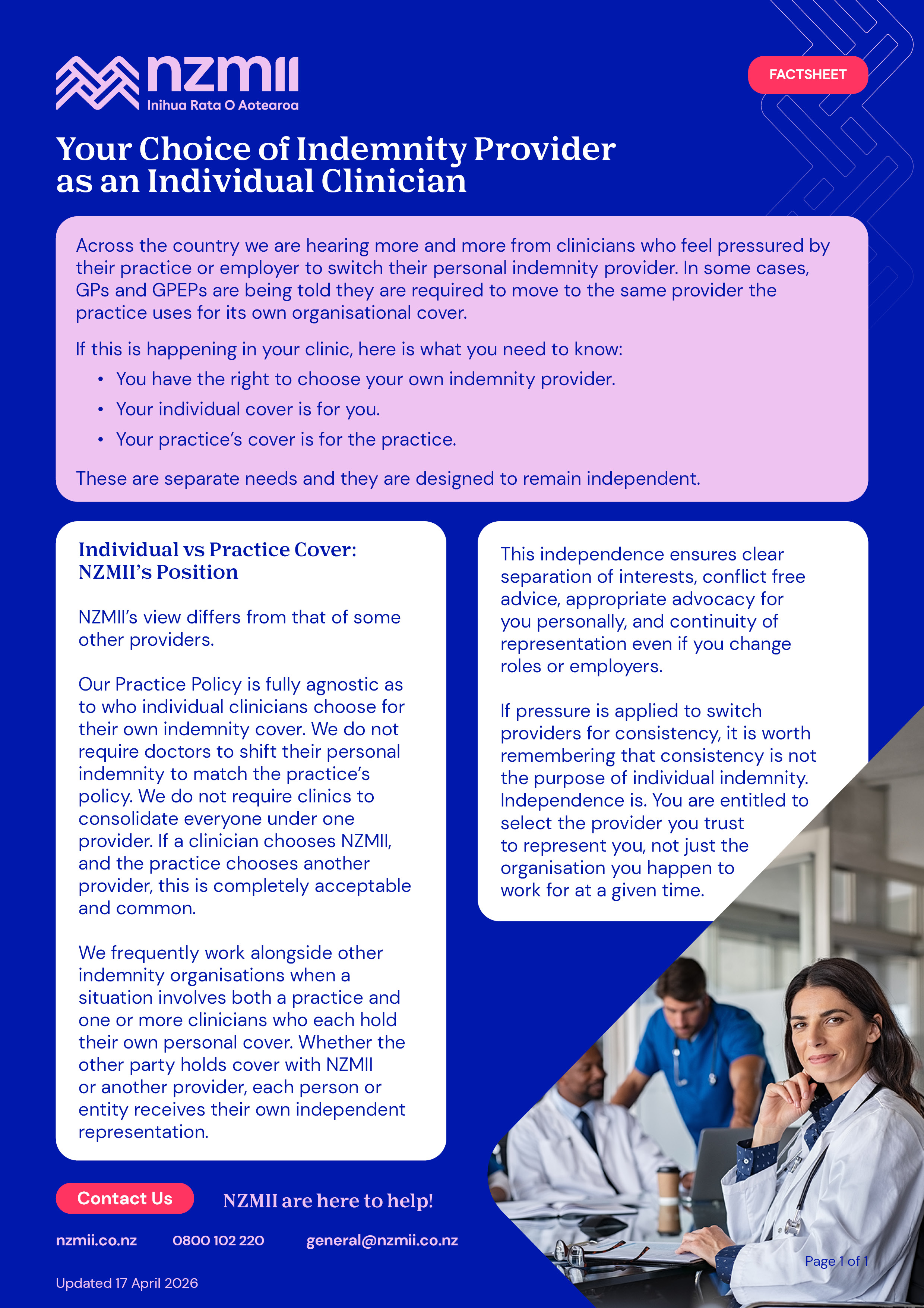 Choice of Indemnity Provider