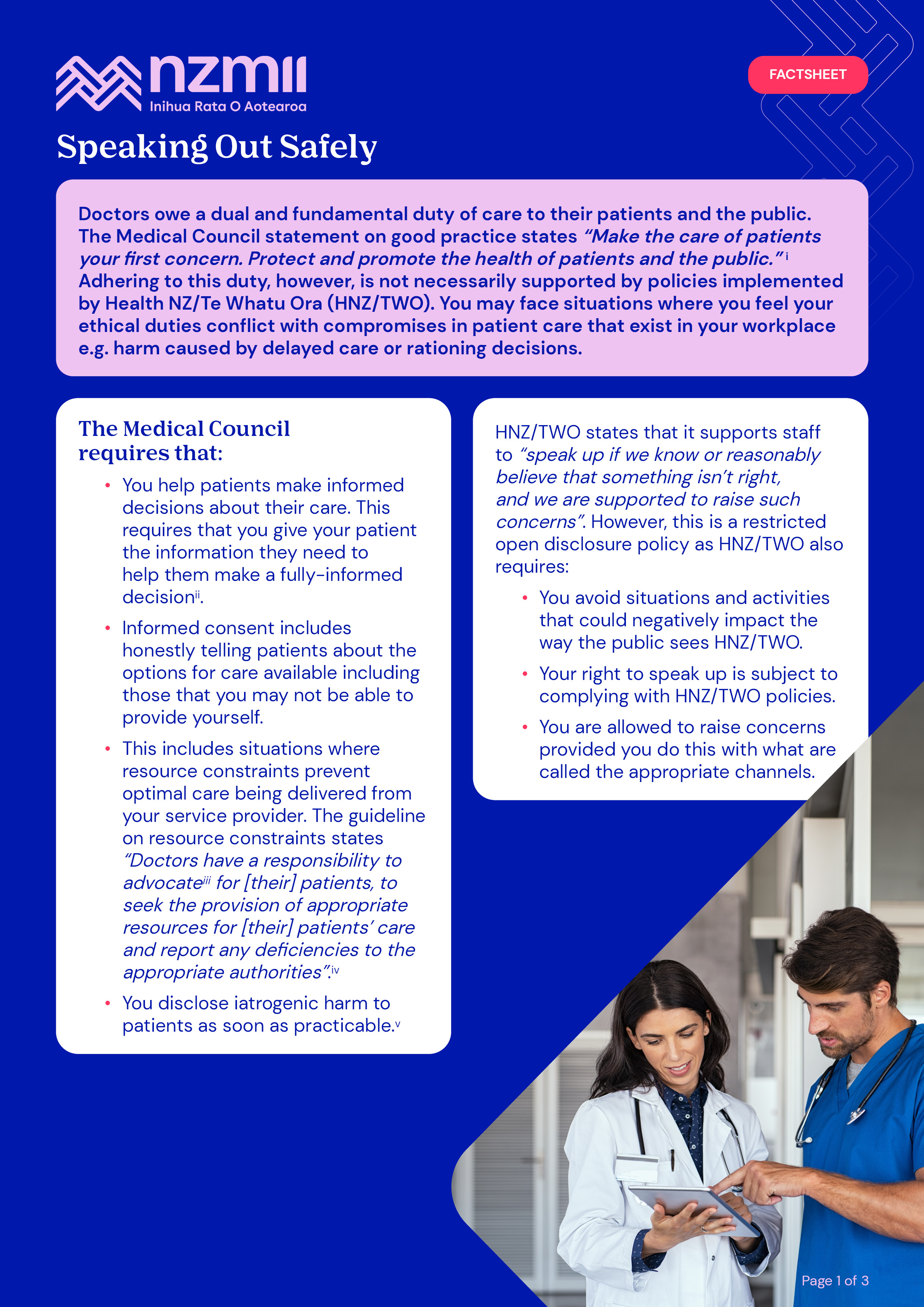 Nzmii Factsheet   Speaking out Safely