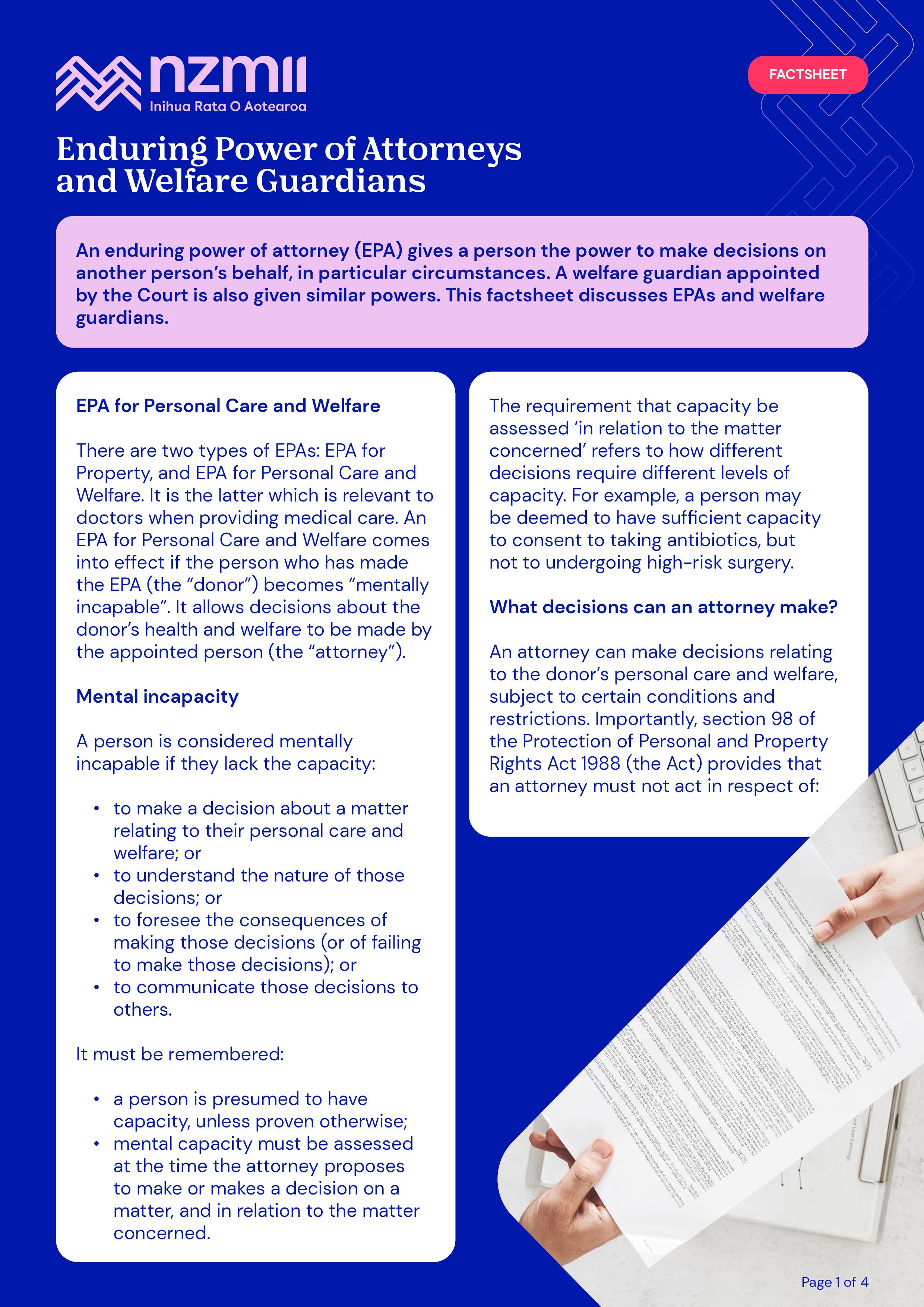 Enduring Power of Attorneys   Factsheet