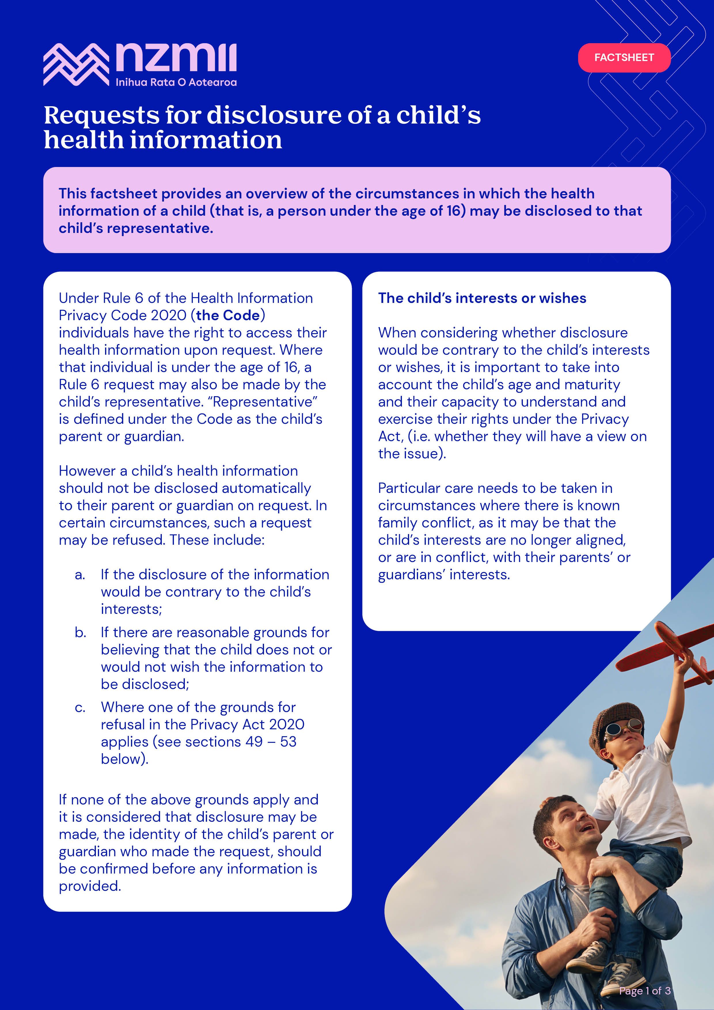 Requests for Disclosure of a Child’s Health Information – Factsheet 