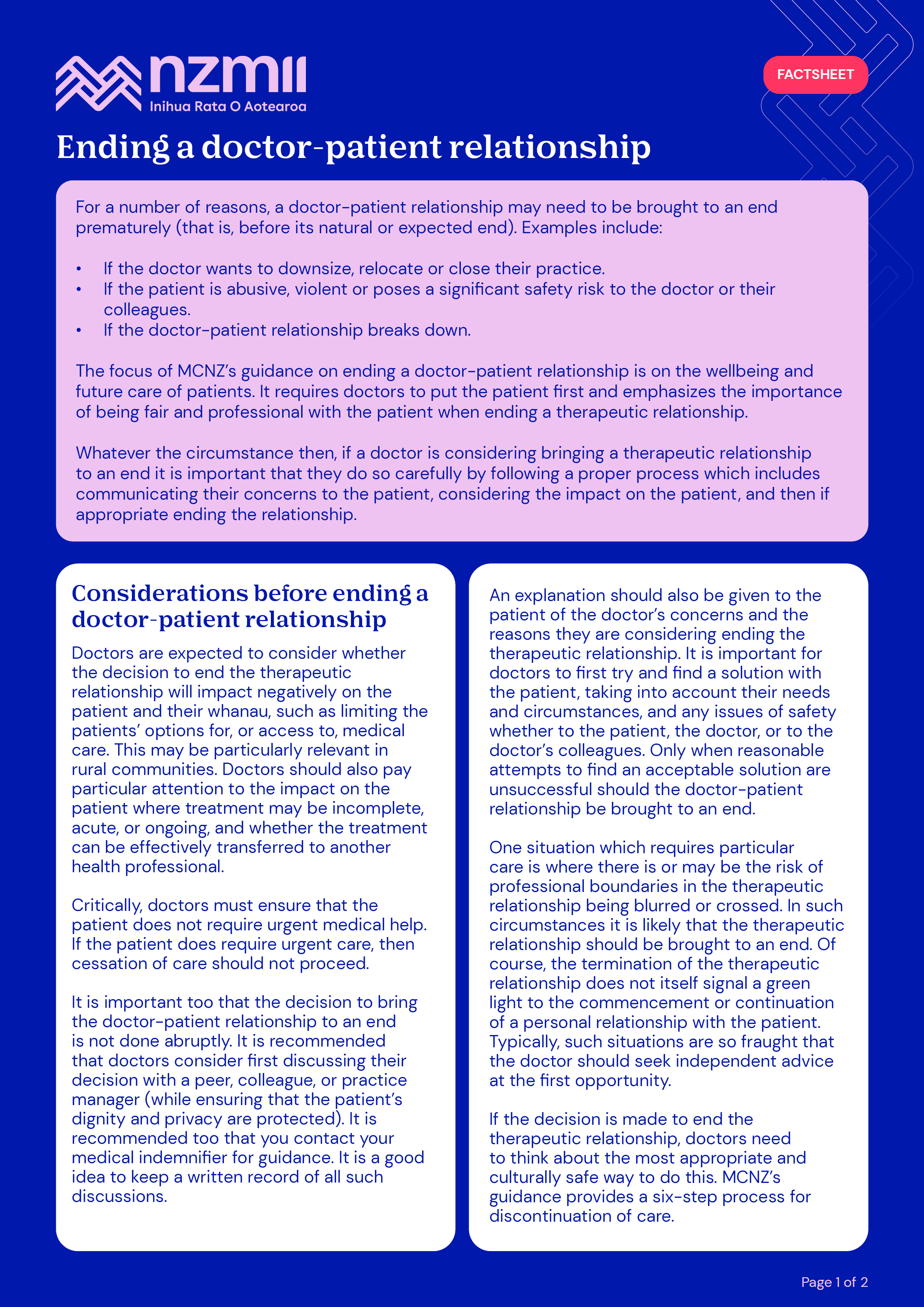 Ending a Doctor Patient Relationship   Factsheet