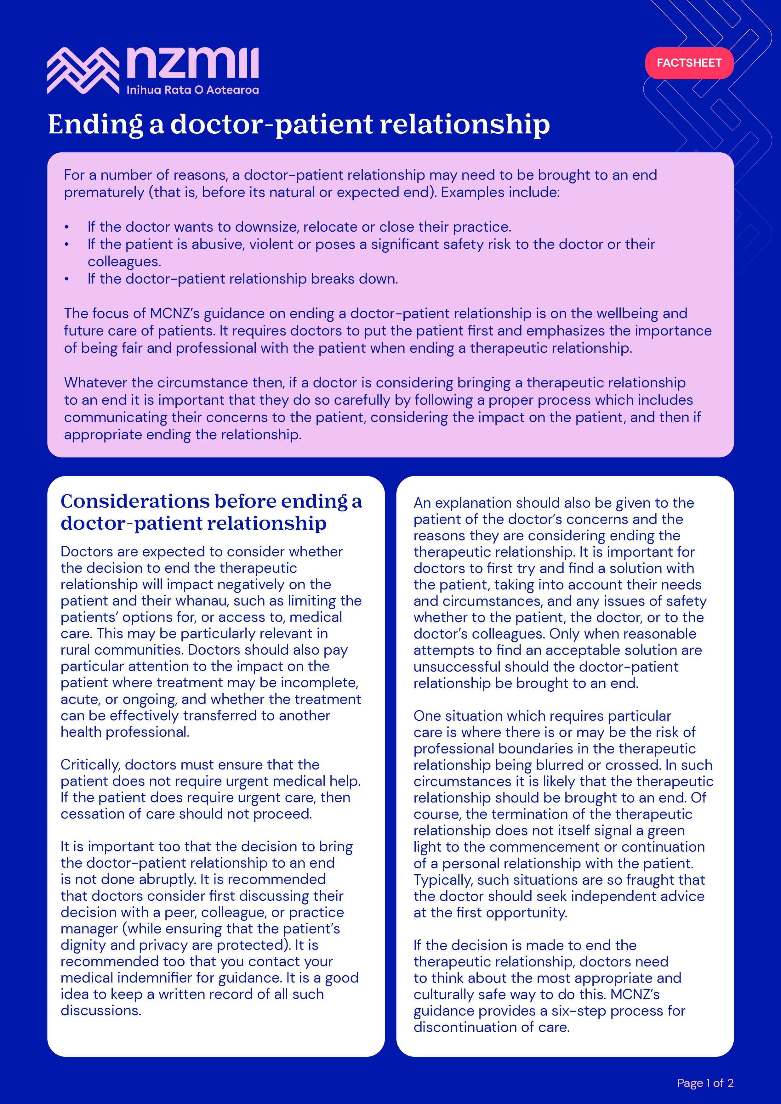 Ending a Doctor Patient Relationship   Factsheet